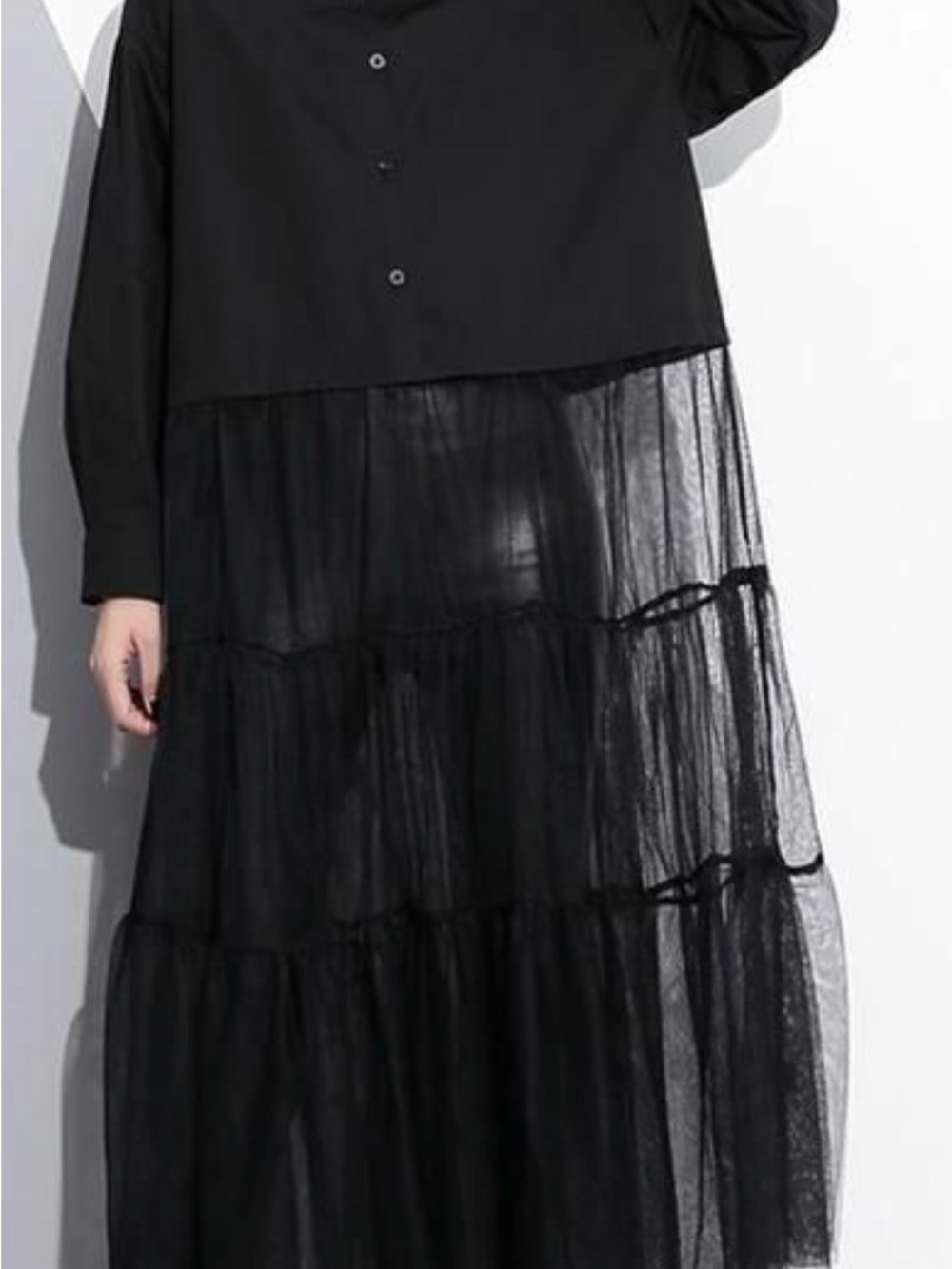 Fashion Nana Black Tiered Tulle Midi Dress NWT